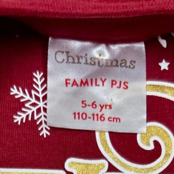 NWT We Believe Red: Festive Family Pajama Set Reindeer shiny Gold Cotton - Picture 3 of 6